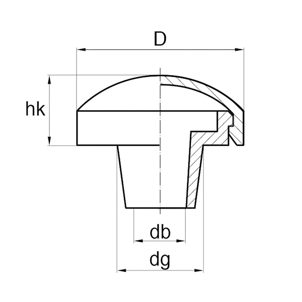 Plano de dimensiones Tapón para tornillos - 2 piezas - abombado liso con casquillo