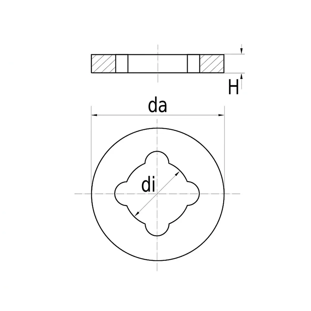 Dibujo técnico: Arandela imperdible plana - plástico