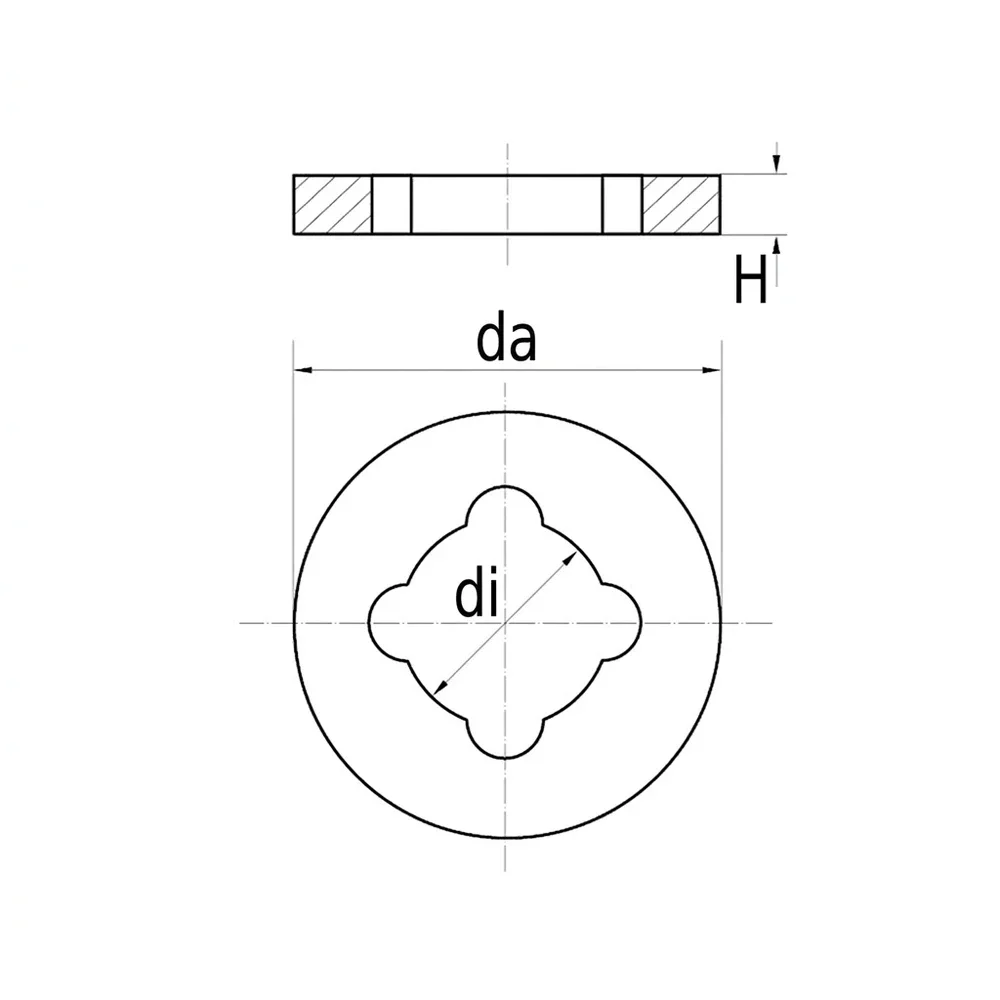 Plano de dimensiones Arandela imperdible plana - plástico