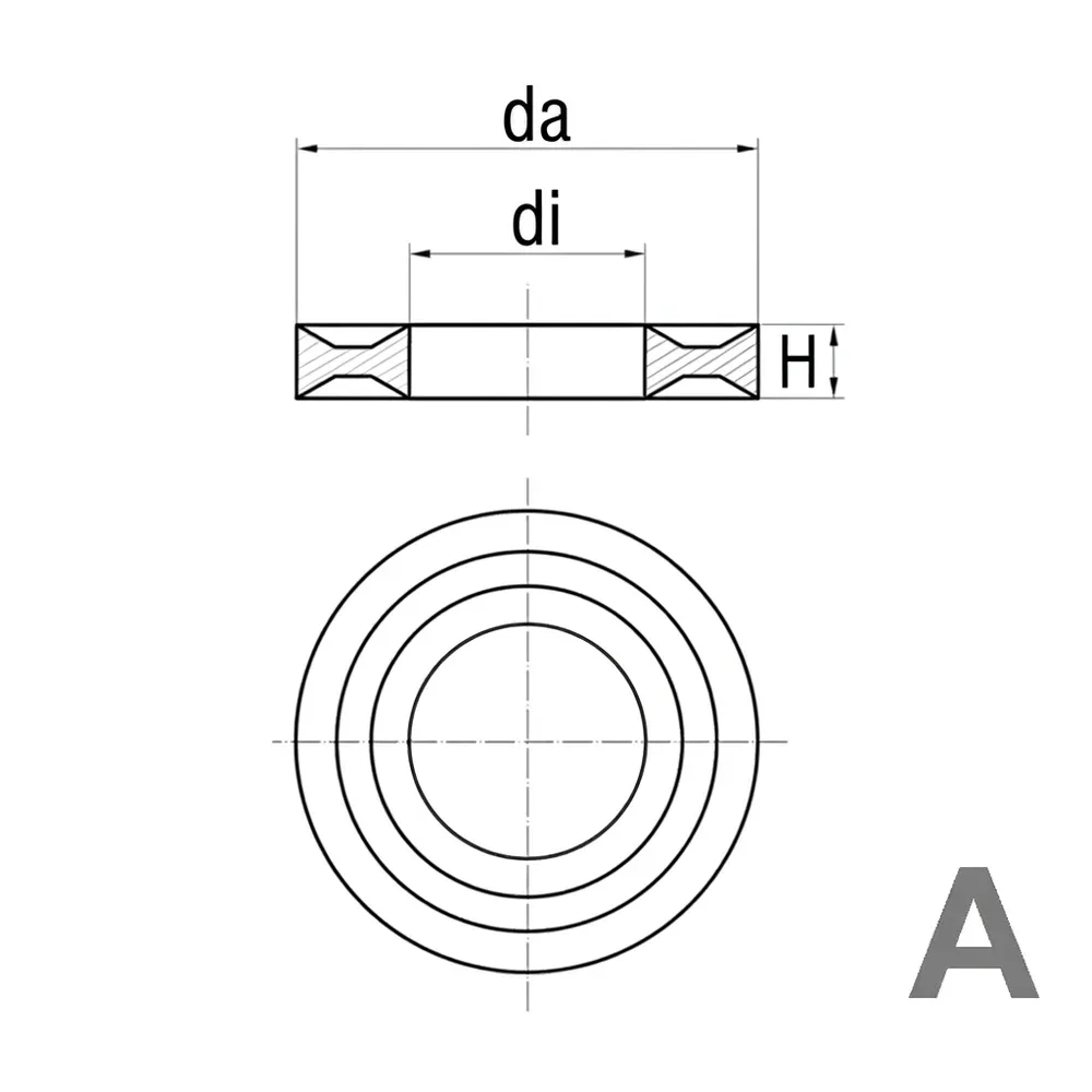 Dibujo técnico: Arandela de seguridad doble con reborde