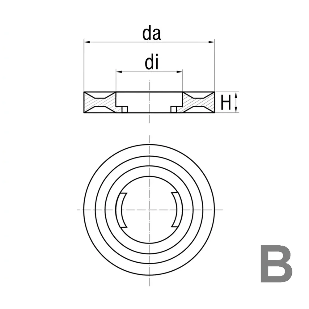 Plano acotado Arandela de seguridad doble con reborde PA - Ø12.7x3.8mm - M6 - Natural