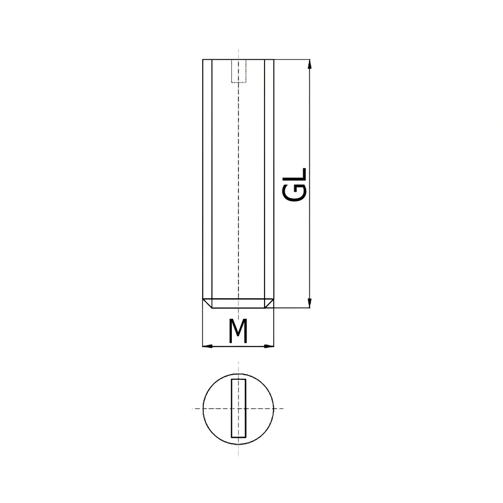 Plano acotado Tornillo prisionero con ranura PA 6.6 - DIN 551 - M3x6mm - Natural