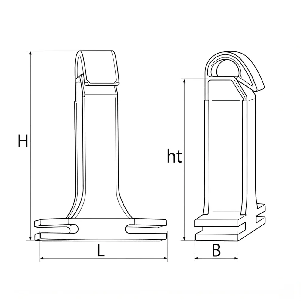 Plano acotado Aislador distanciador para paneles de malla 6/5/6 y 8/6/8 - horizontal - clipsable - Negro intenso