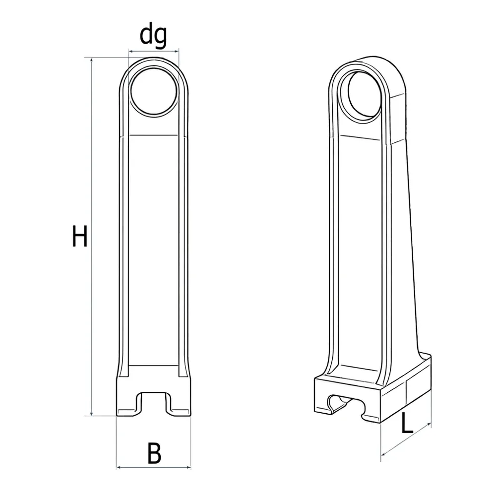 Dibujo técnico: Aislador distanciador para paneles rígidos – vertical con ojal