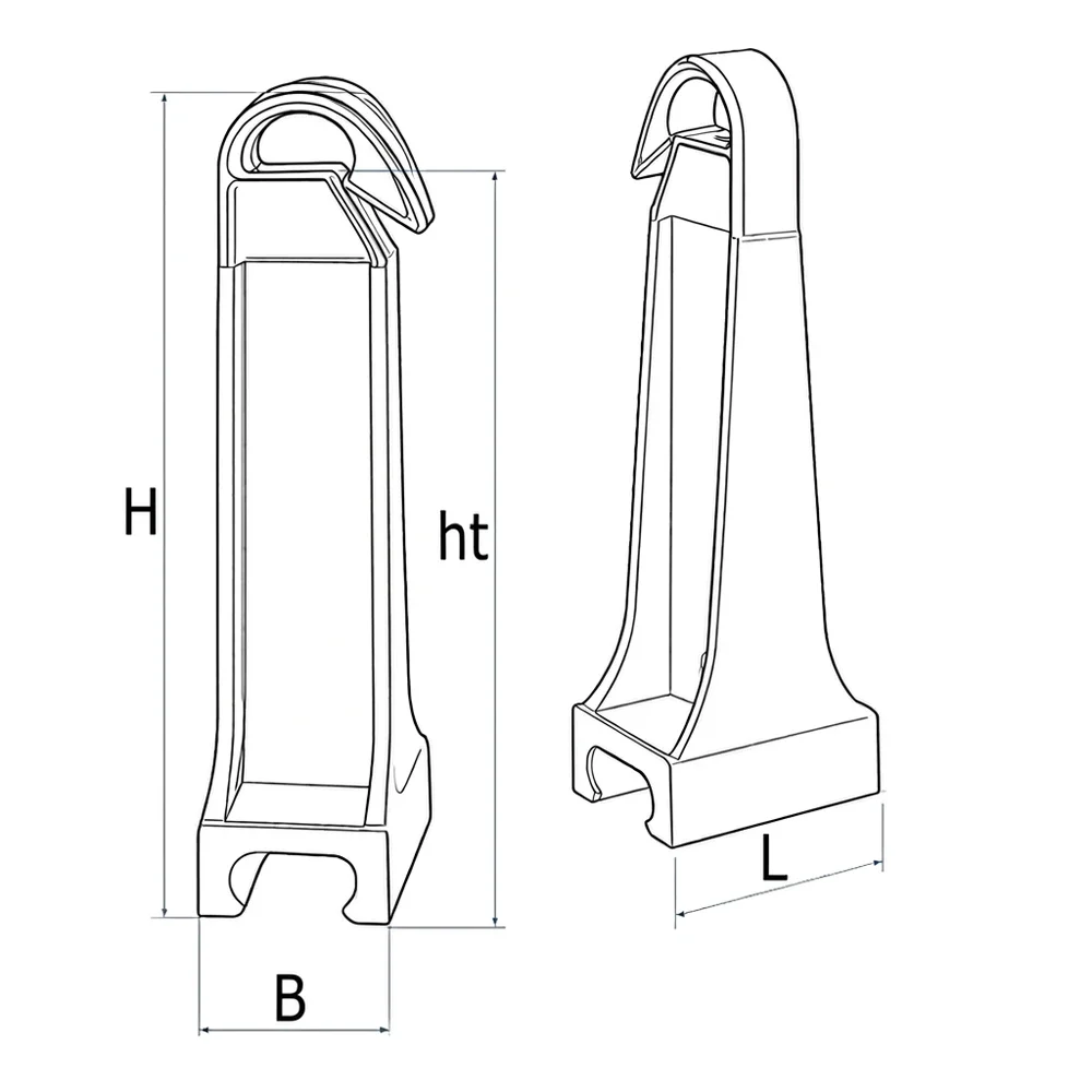 Plano de dimensiones Aislador distanciador para malla electrosoldada – vertical
