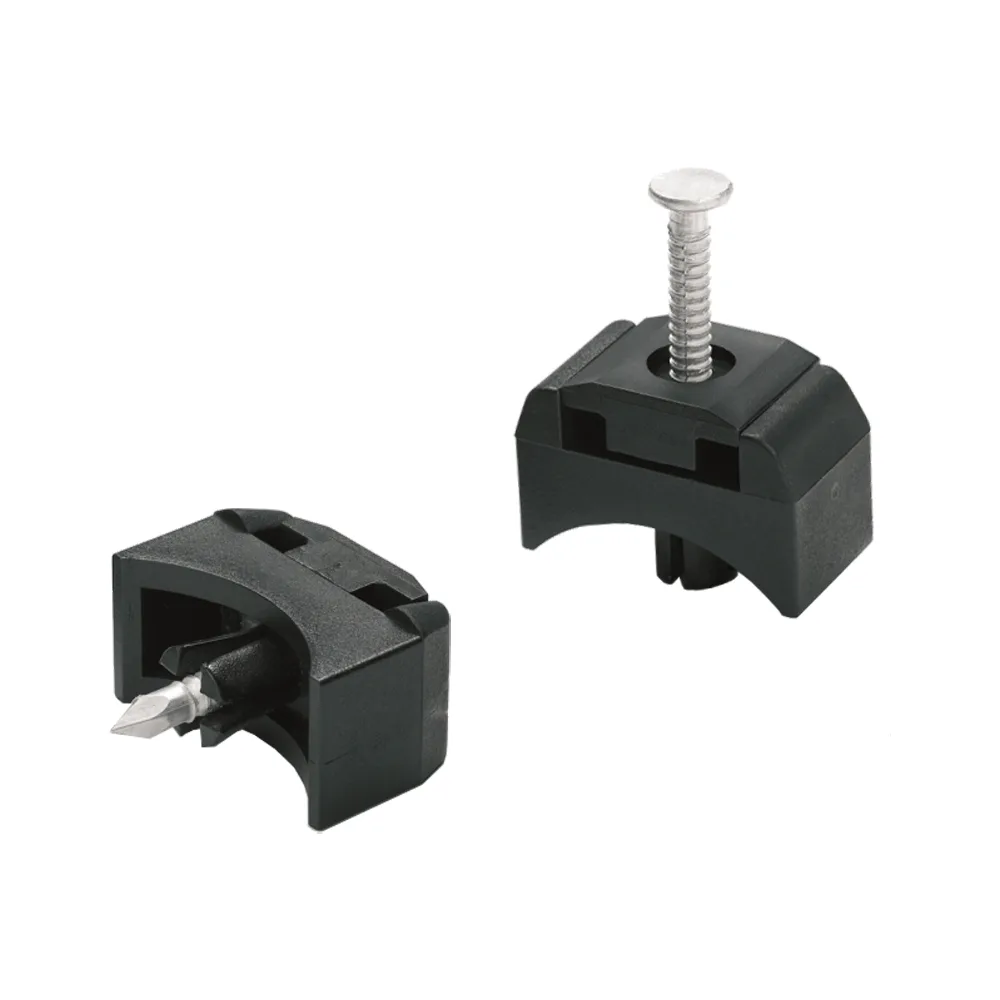 Clip con taco de impacto de martillo. incluida placa de apriete PA para tubo 60x40mm - 6/5/6 y 8/6/8 - Negro intenso