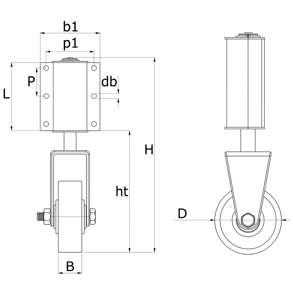 Plano de dimensiones Rodillos de escalera TPE fija