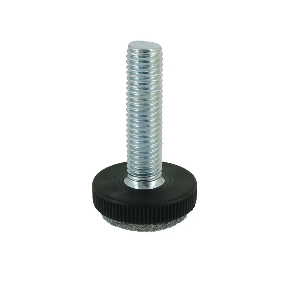 Pie nivelador cónico grueso con fieltro soldado PE Ø29 - M8x75/71 Negro