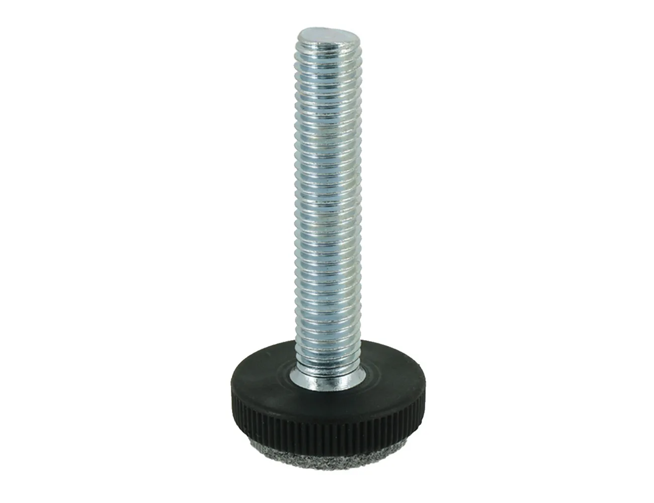 Pie nivelador con borde moleteado (fino) con base de fieltro – Pies niveladores - acero