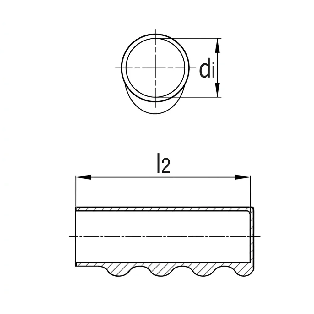 Plano acotado Empuñadura con agarre para dedos PVC - moldeado por inyección - Ø25-26x112mm - Rojo