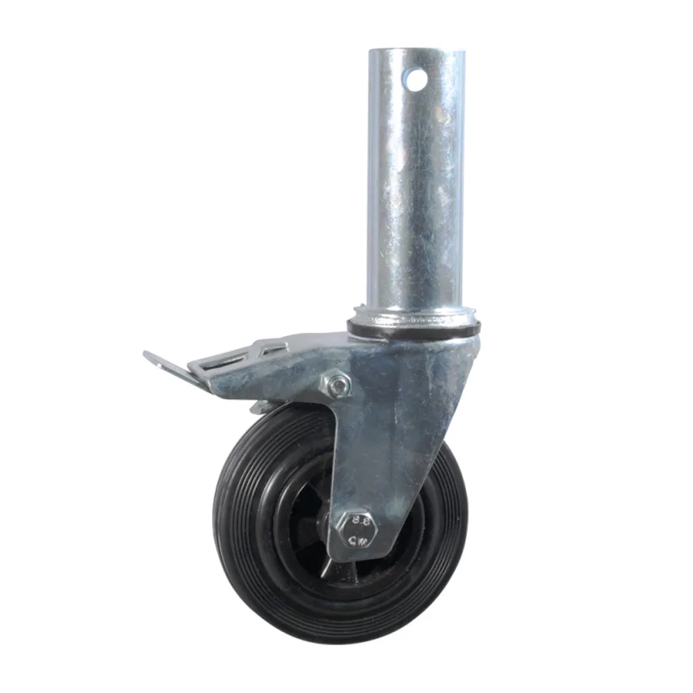 Rueda giratoria para andamio Ø125mm - banda de rodadura goma - negro
