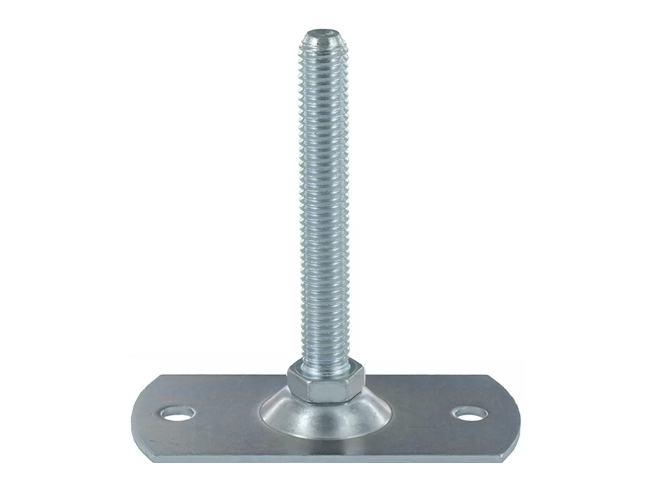 Pie nivelador articulado con base rectangular galvanizada – con orificios de fijación – Pies niveladores - acero