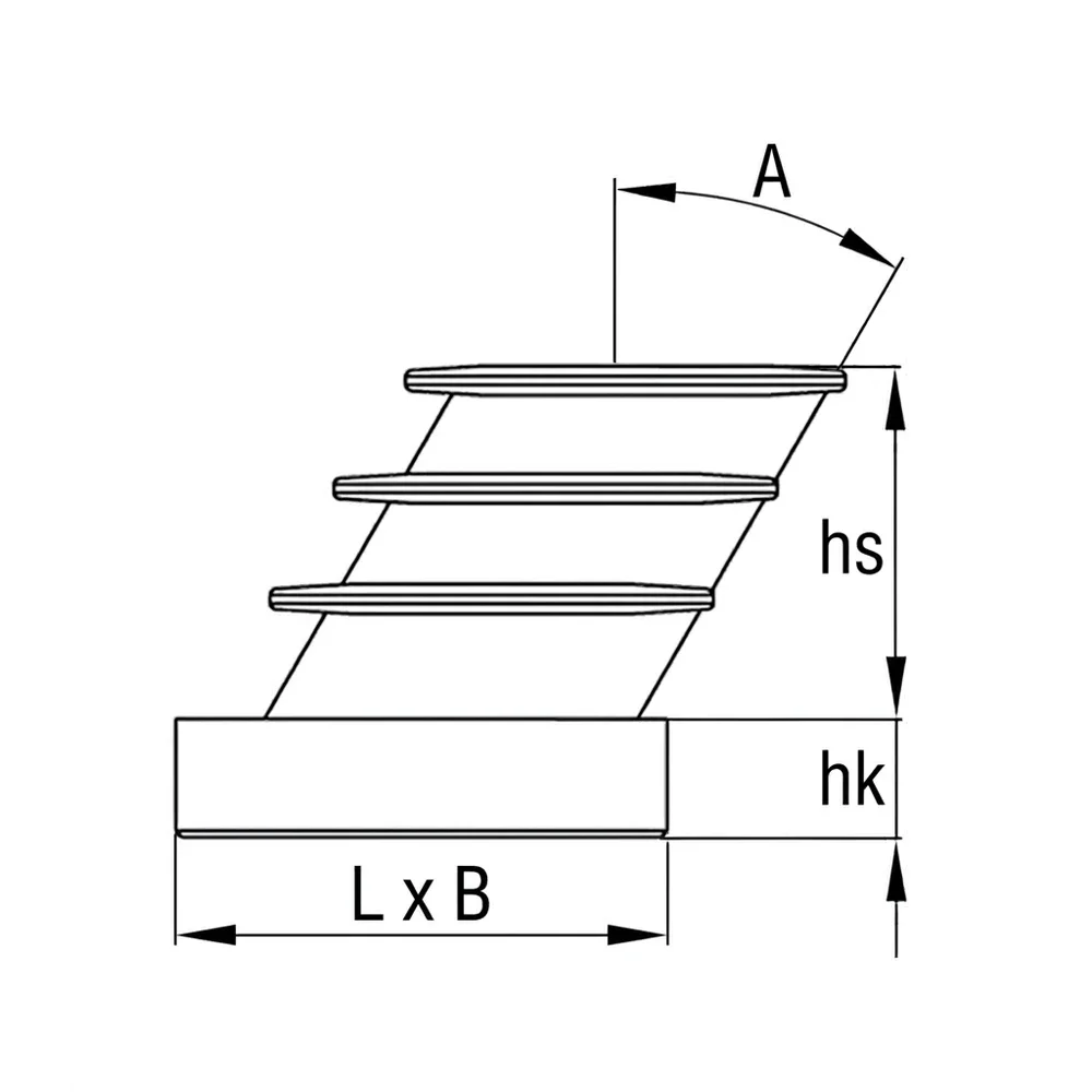 Plano acotado Contera rectangular con aletas PE 30x15mm - 1.0-2.0mm - vástago inclinado 30° - Negro