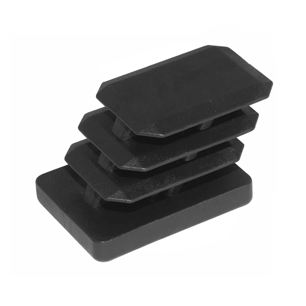 Contera rectangular con aletas PE 30x15mm - 1.0-2.0mm - vástago inclinado 30° - Negro