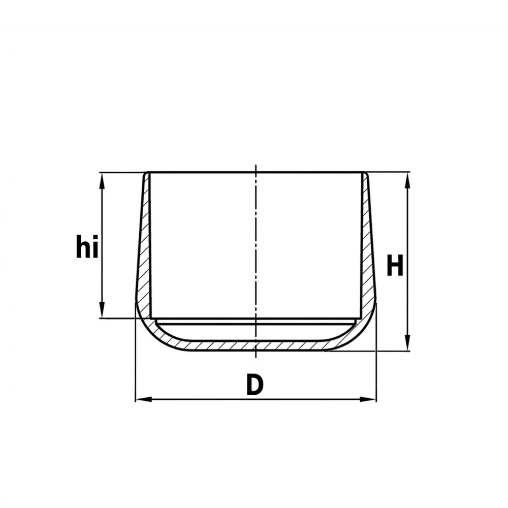 Plano de dimensiones Tapón deslizador TPE redondo PTFE