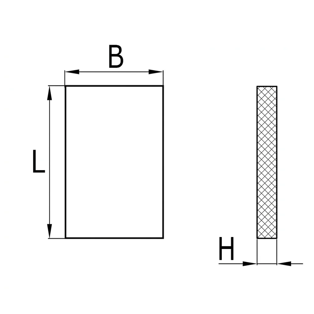 Dibujo técnico: Almohadillas de espuma EPDM - antideslizantes - adhesivas - rectangulares