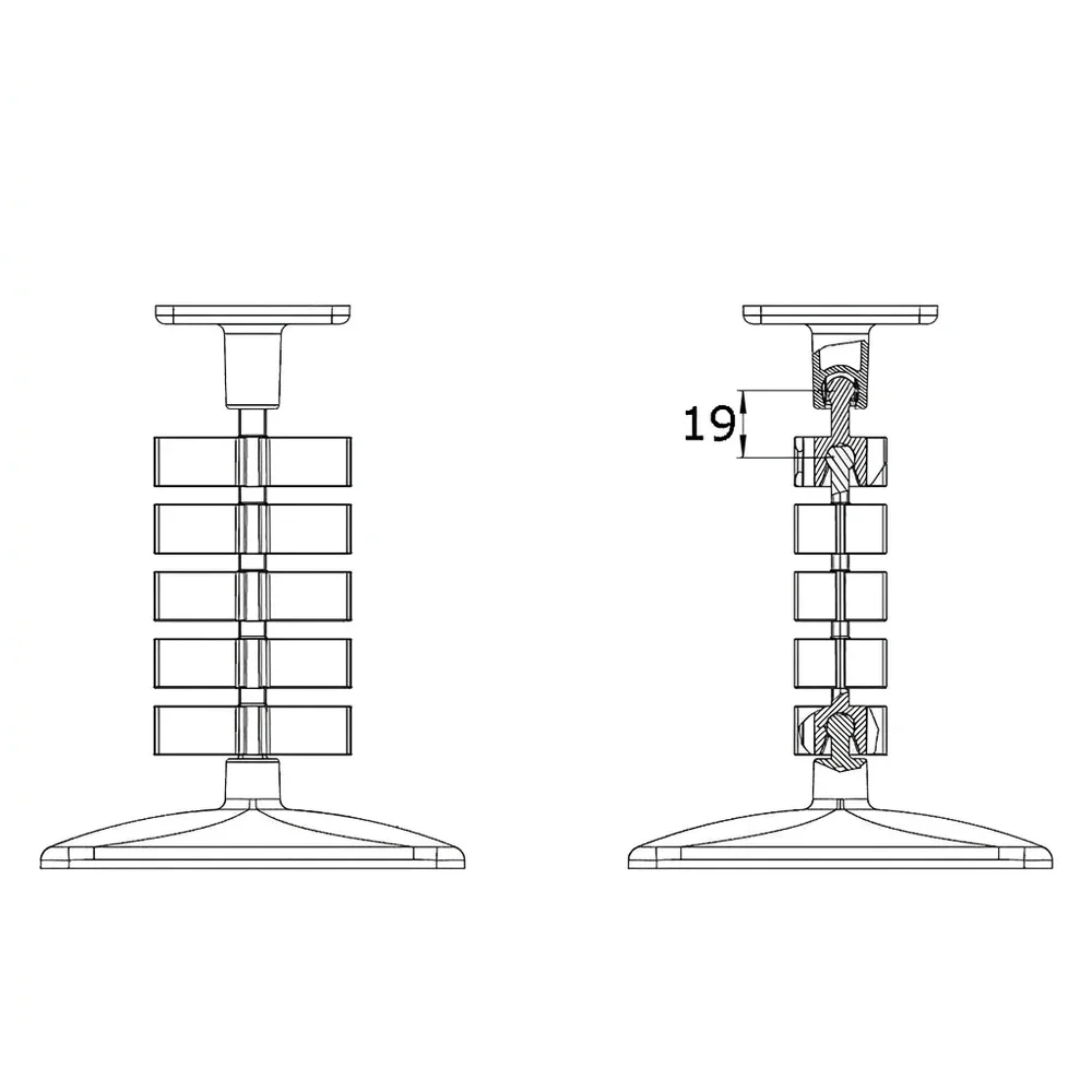 Plano acotado Extensión de manguera pasacables Slim PP - segmentos sueltos +/- 19mm - Verde