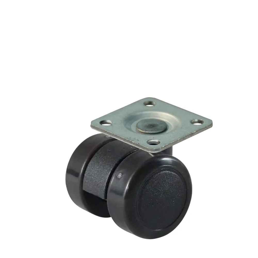 Rueda de mueble giratoria doble PA Ø36mm - banda de rodadura PU / TPU - Cojinete de deslizamiento - Espiga lisa para casquillo de plástico Ø8x24mm imagen 3