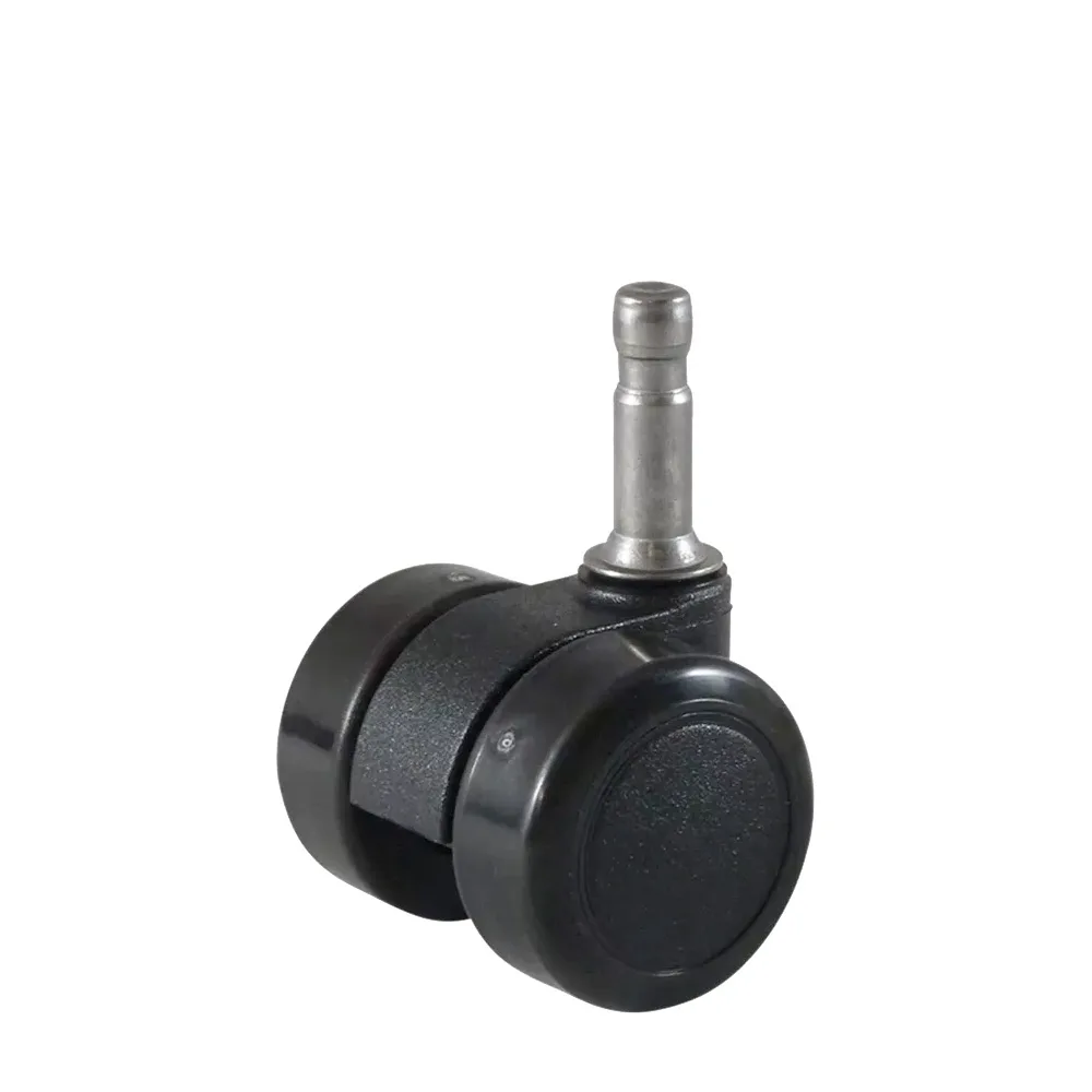 Rueda de mueble giratoria doble PA Ø36mm - banda de rodadura PU / TPU - Cojinete de deslizamiento - Espiga lisa para casquillo de plástico Ø8x24mm
