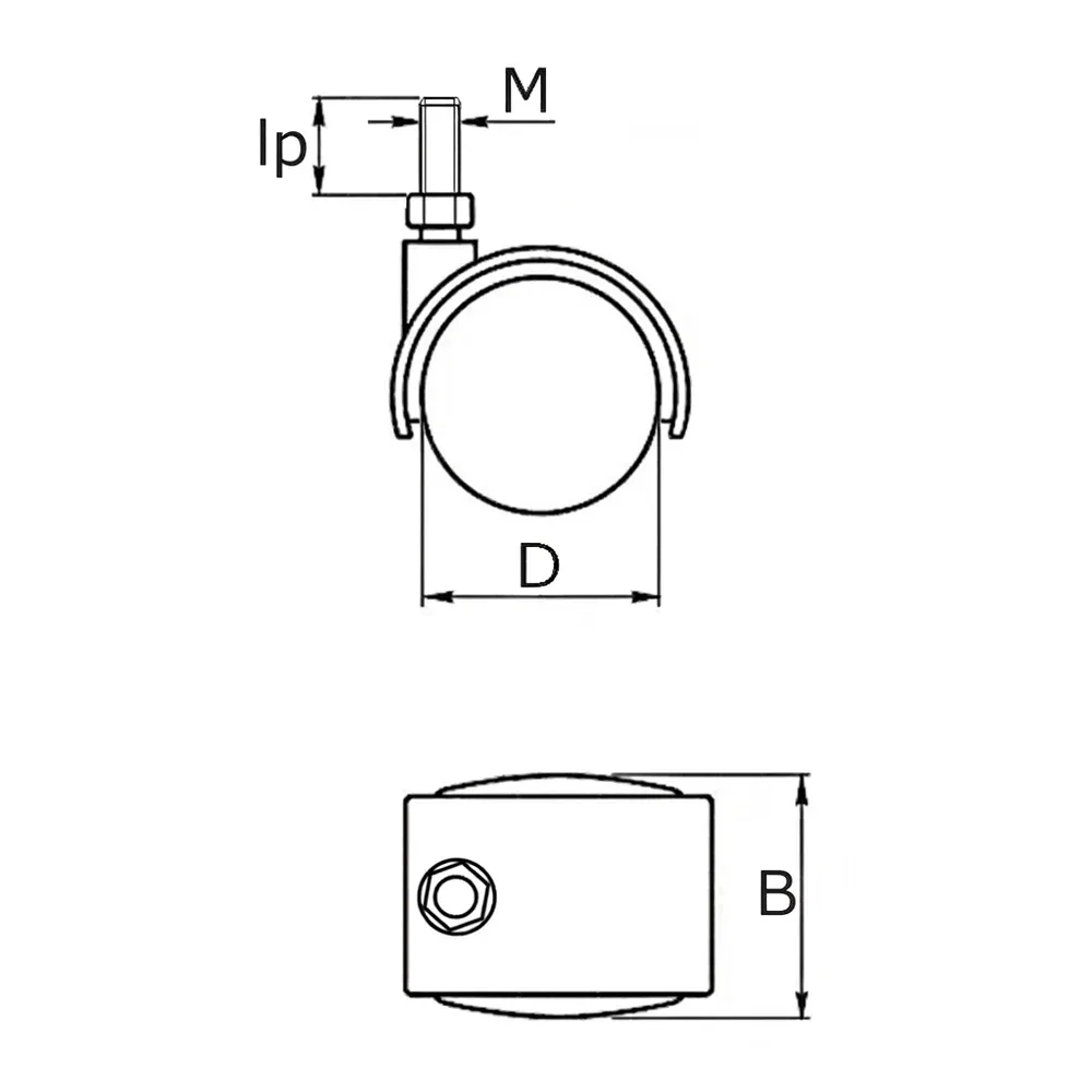 Dibujo técnico: Rueda doble de mueble PA - Ø36 - negro