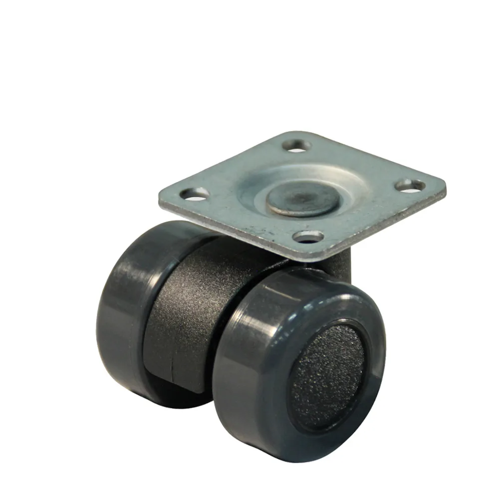 Rueda doble de mueble giratoria PA Ø32mm - banda de rodadura PU / TPU - Cojinete de deslizamiento - Espiga roscada M8x15mm - St - Acero imagen 2