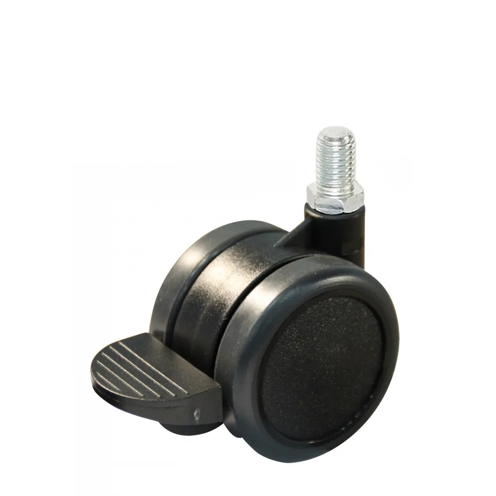 Rueda doble de mueble giratoria PA Ø50 - banda de rodadura PU / TPU - Cojinete de deslizamiento - Espiga roscada M8x15mm imagen 3