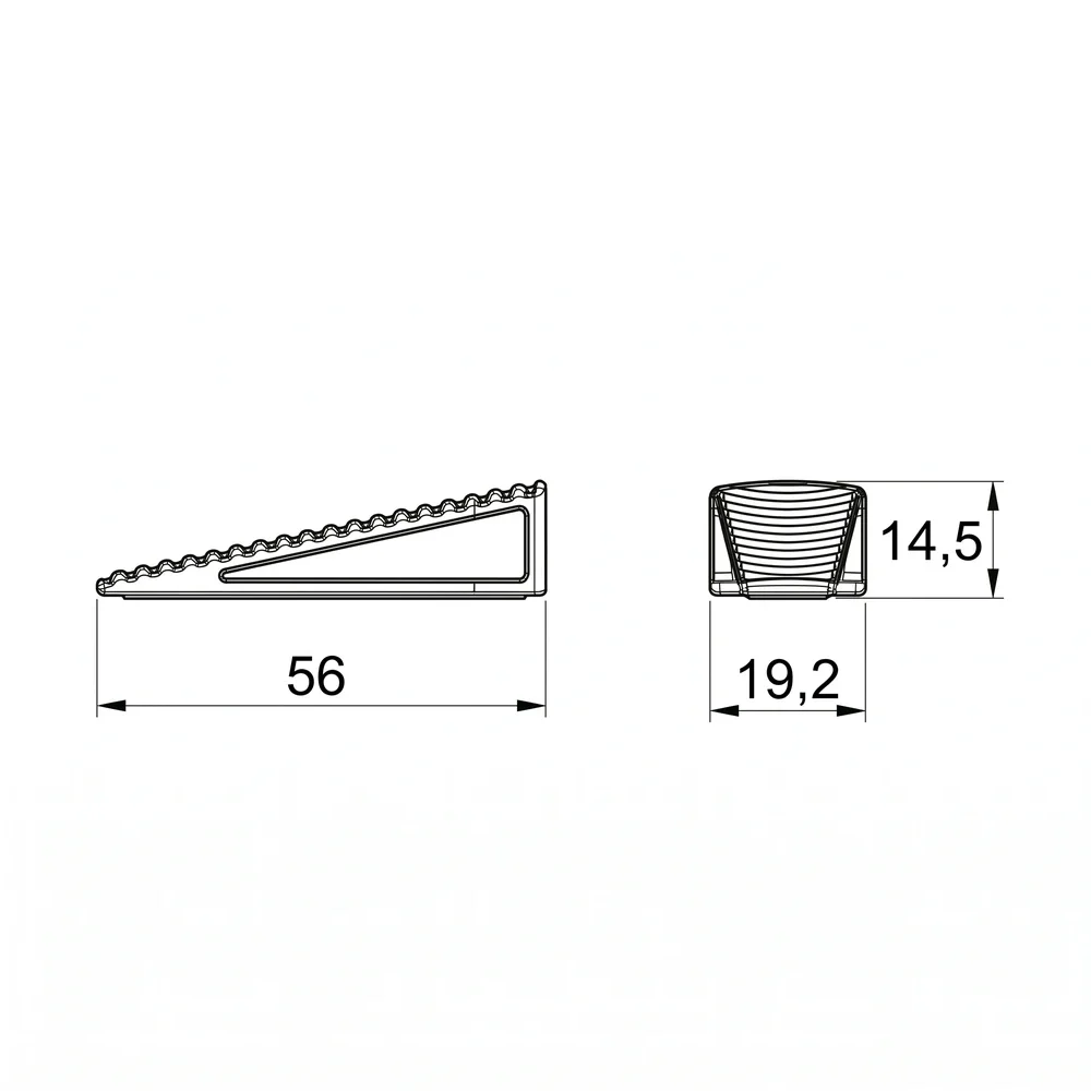 Plano de dimensiones Cuña adhesiva