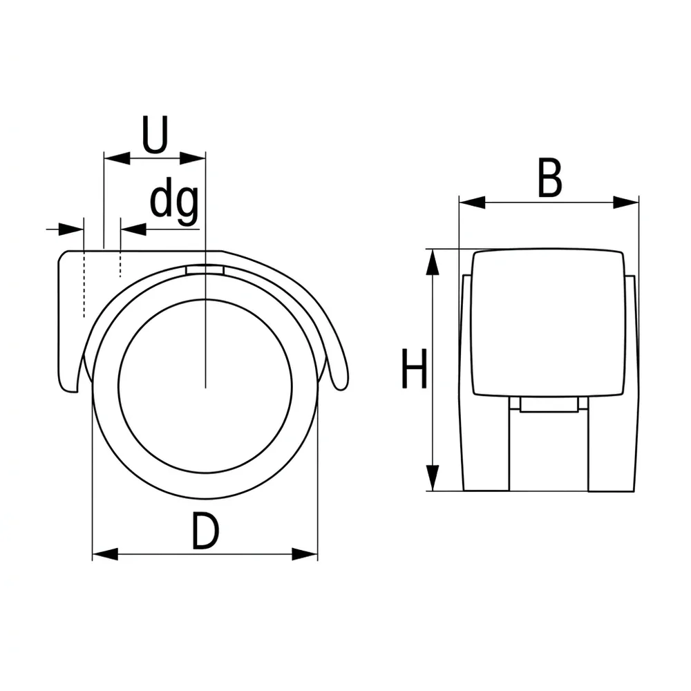 Dibujo técnico: Rueda doble de mueble PU - 3 -  Ø50
