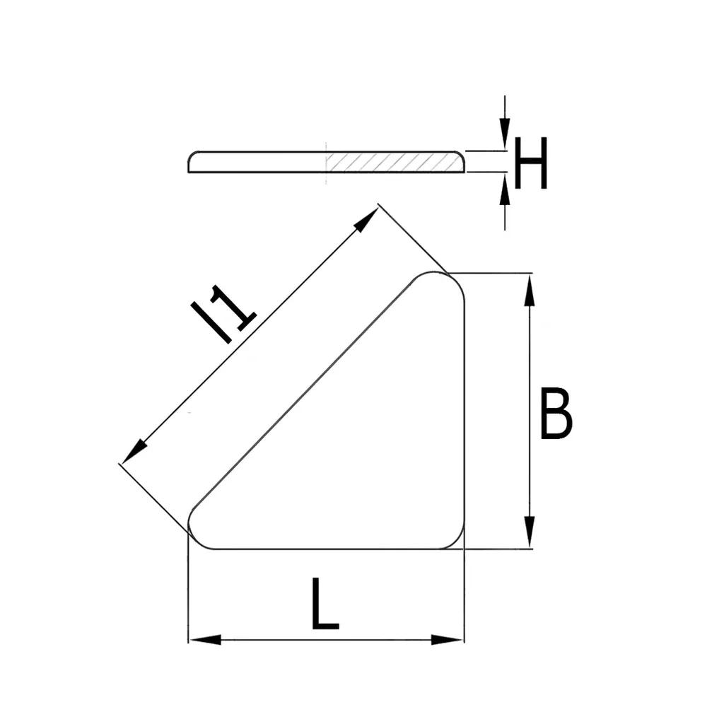 Dibujo técnico: Deslizadores de teflón adhesivos - triangulares