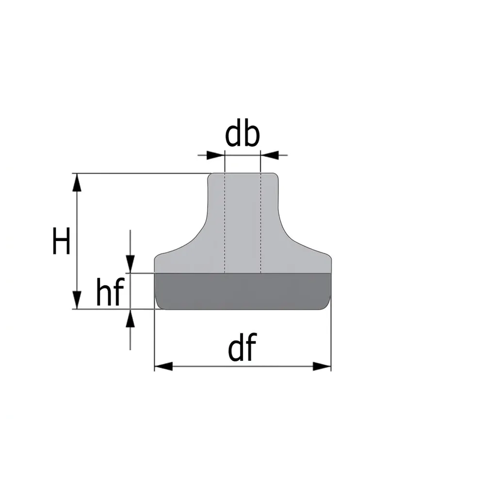 Dibujo técnico: Deslizadores para silla de oficina - forma de campana
