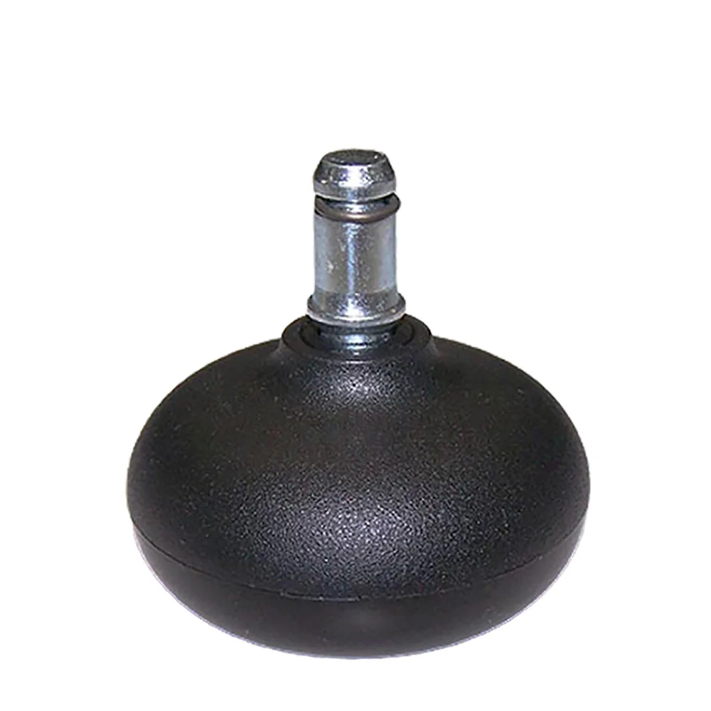 Tapón deslizante esférico para silla de oficina 65x40mm - Espiga lisa con anillo de retención Ø11x20mm - Negro