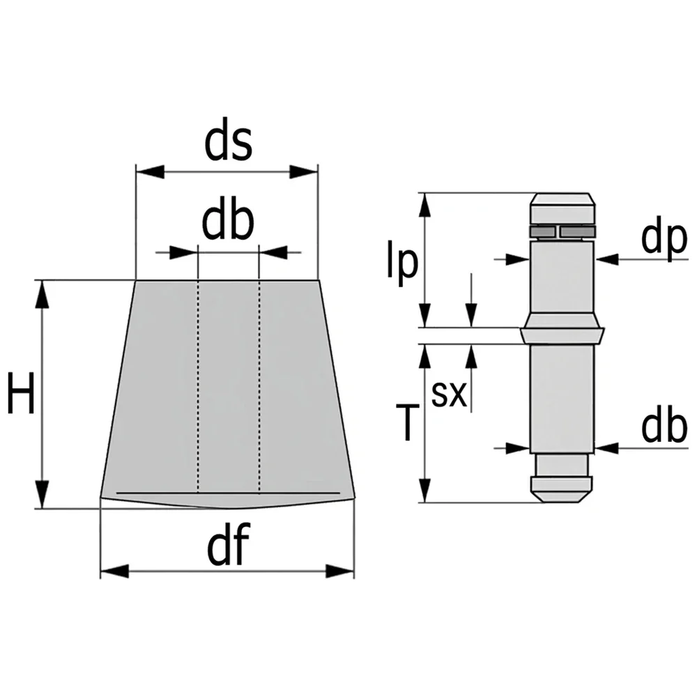 Plano de dimensiones 2 Tapón deslizante cónico para silla
