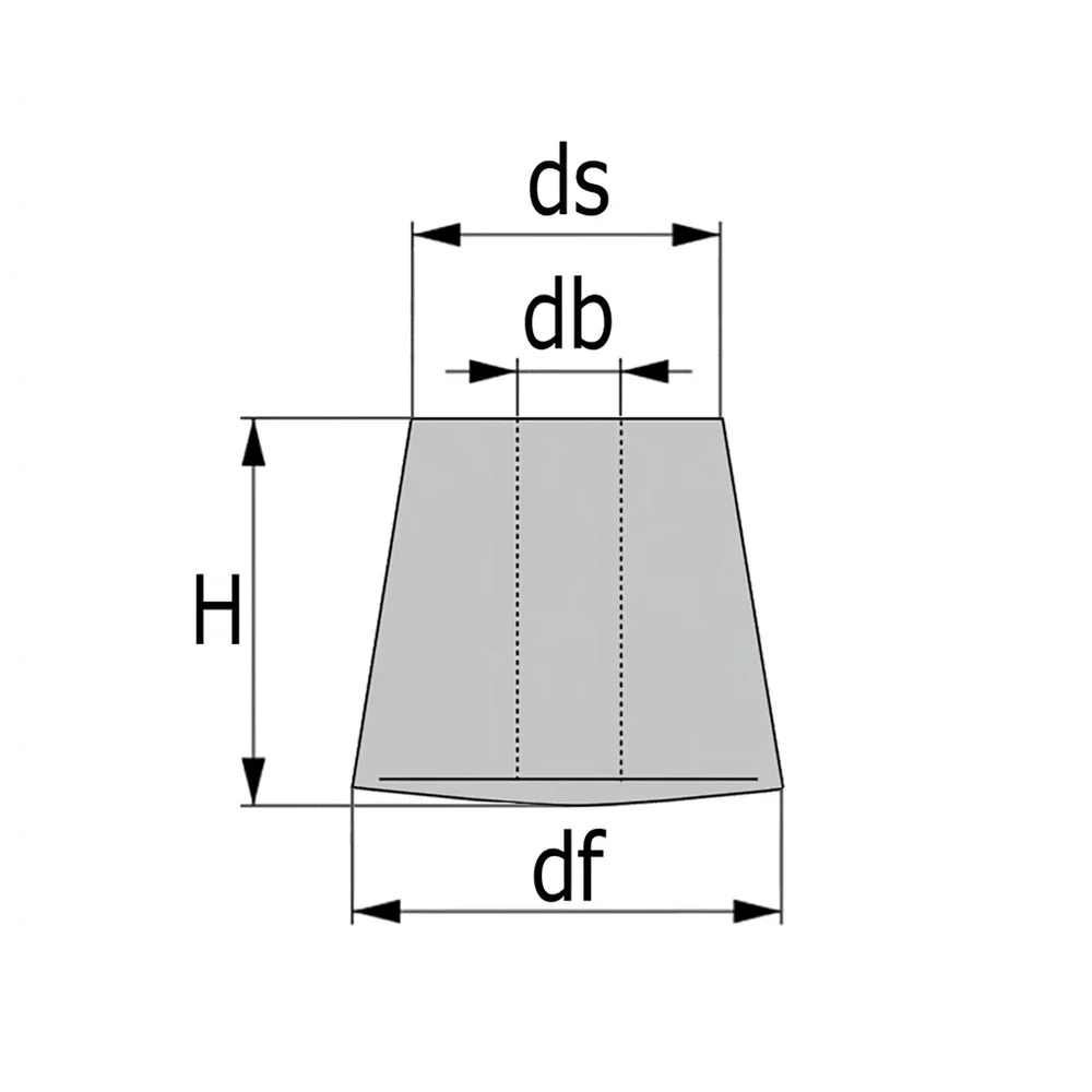 Plano de dimensiones Tapón deslizante cónico para silla