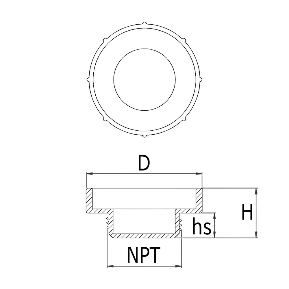 Plano de dimensiones Tapón roscado NPT