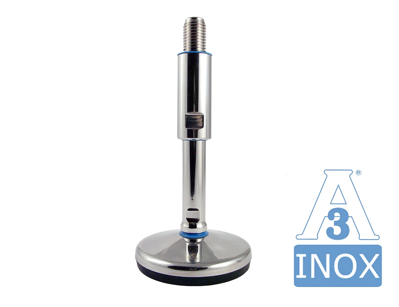 Pie nivelador de acero inoxidable macizo con goma vulcanizada - Higiene 3A – Pies niveladores - acero inoxidable