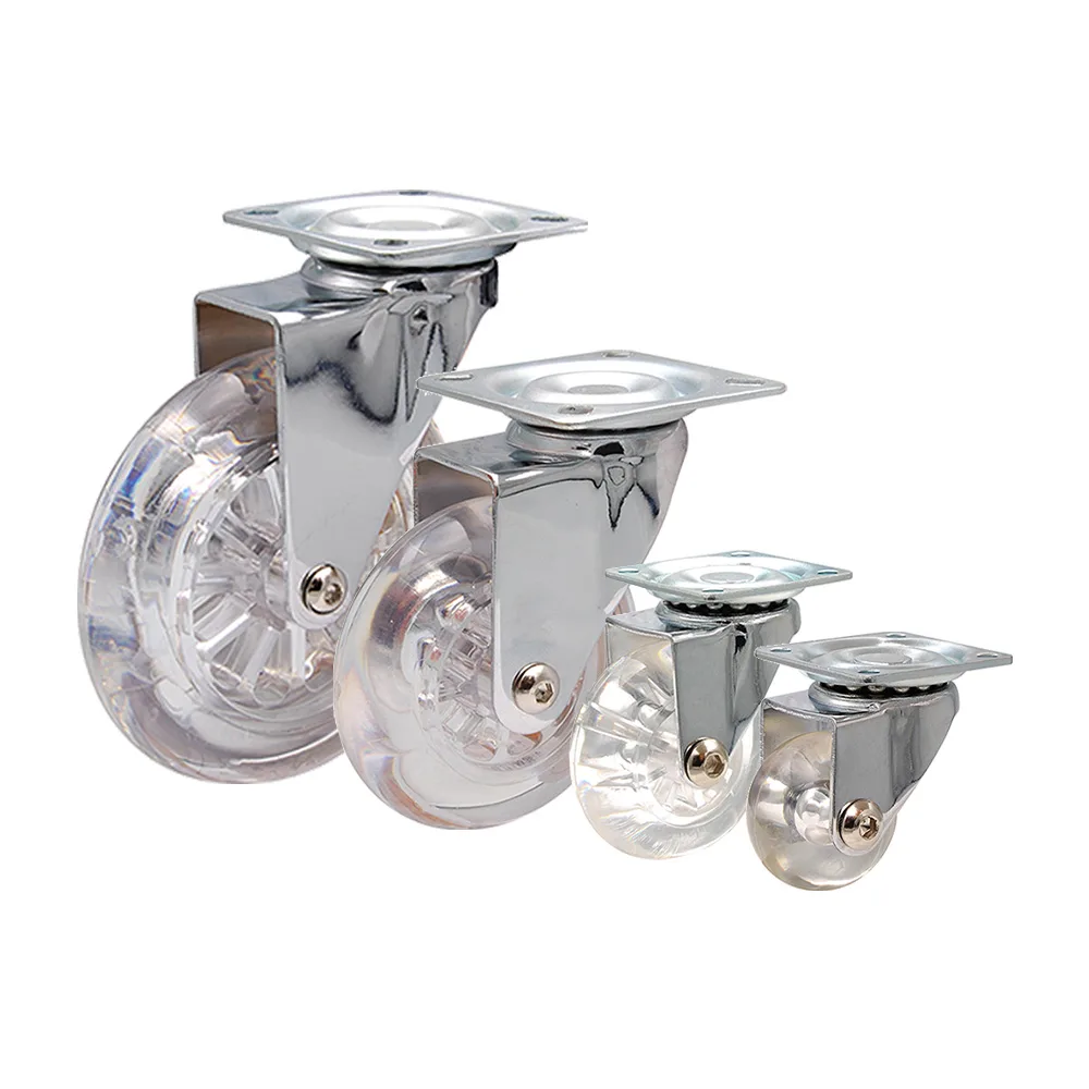Rueda patín giratoria para mueble - con placa superior - transparente