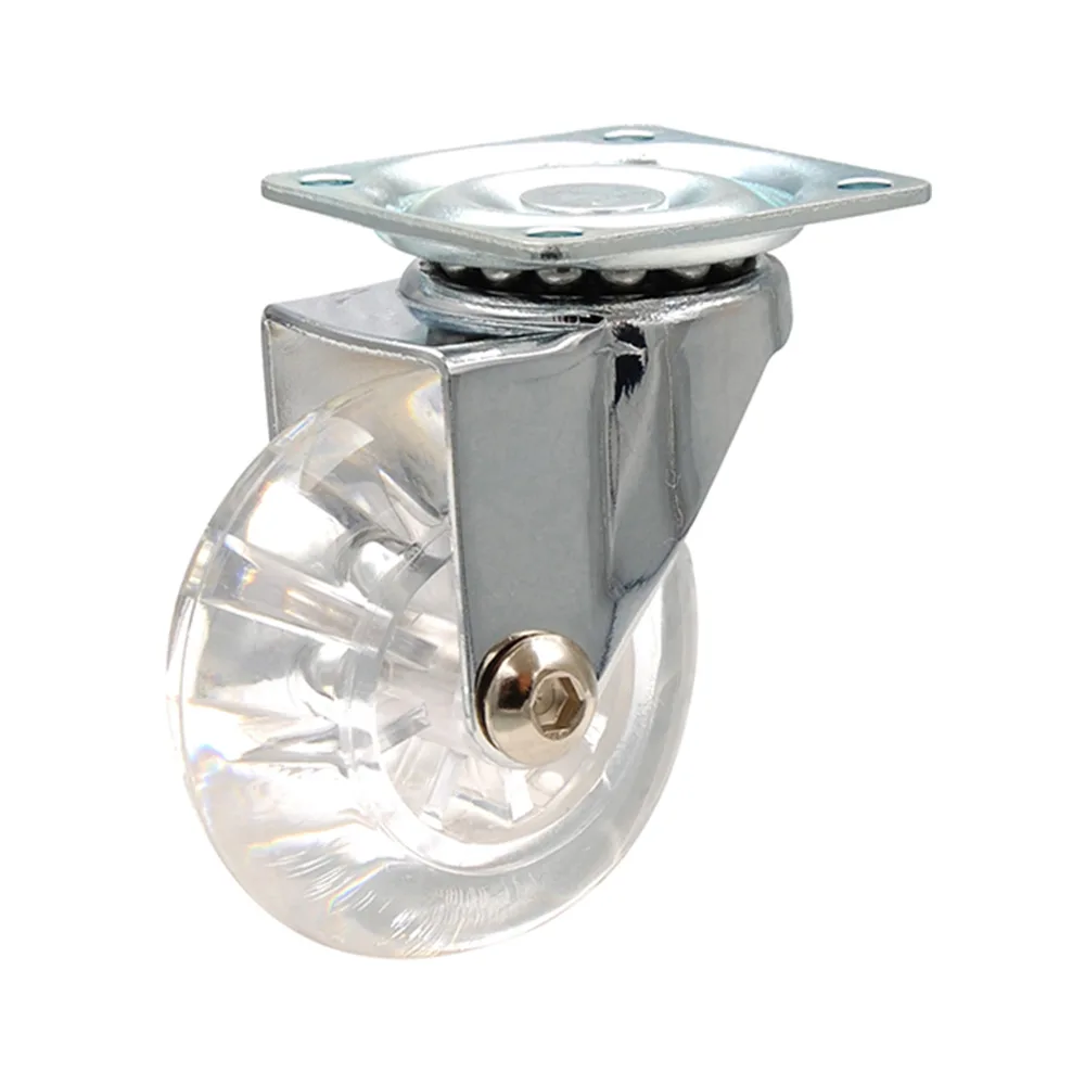 Rueda patín giratoria para mueble - con placa superior - transparente