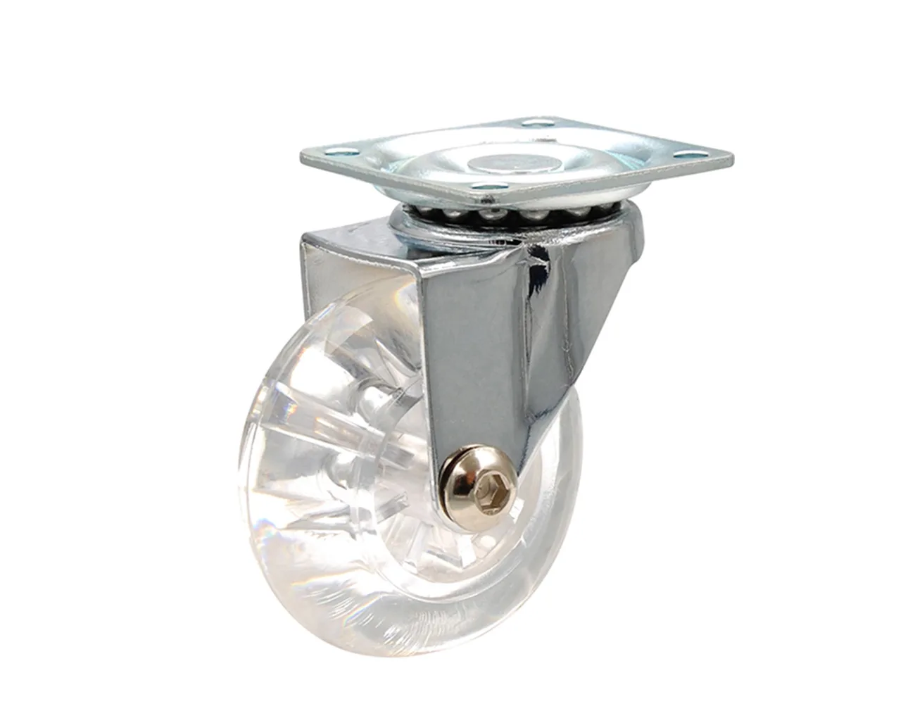 Rueda patín giratoria para mueble - con placa superior - transparente – Rueda interna giratoria para mueble - Ø35-100mm