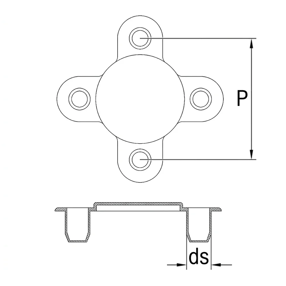 Plano acotado Protector tapón para brida con pines push fit - PE-LD 6" - 300 lbs