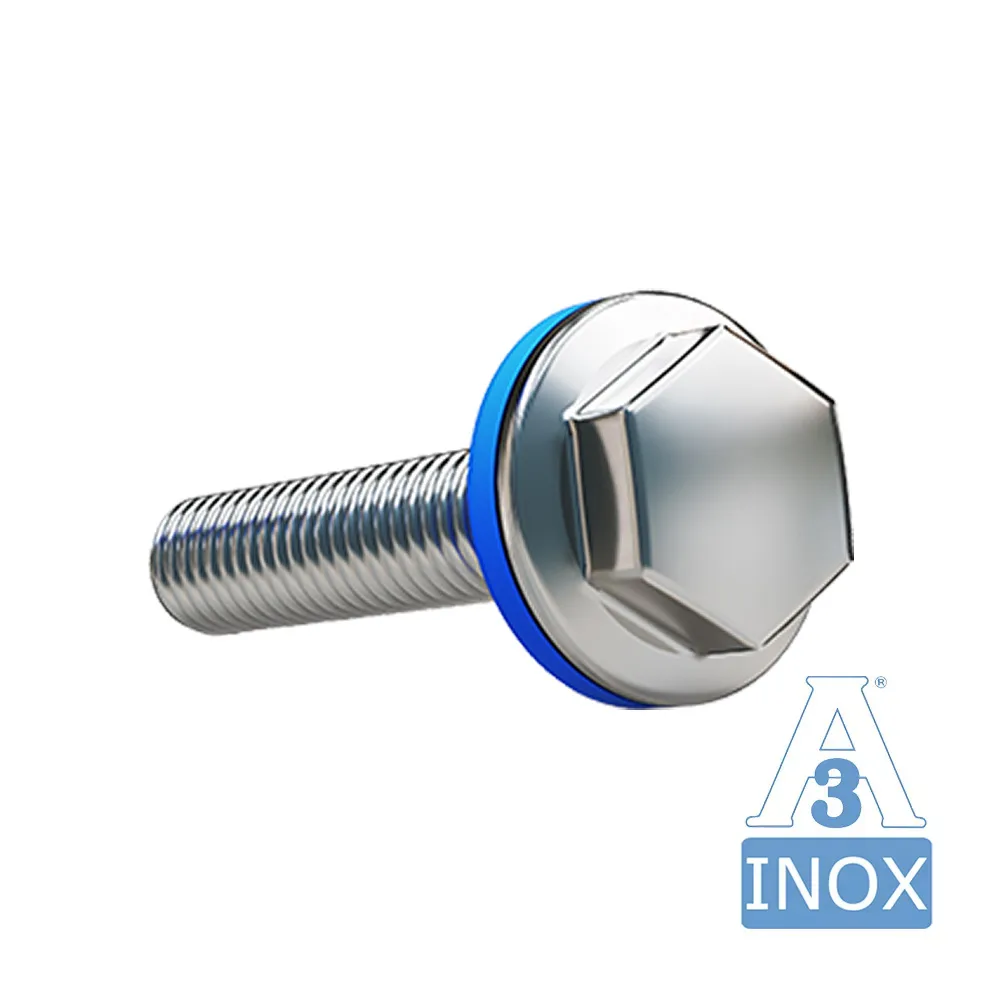 Tornillo de brida hexagonal de acero inoxidable - cabezal redondo - 3A