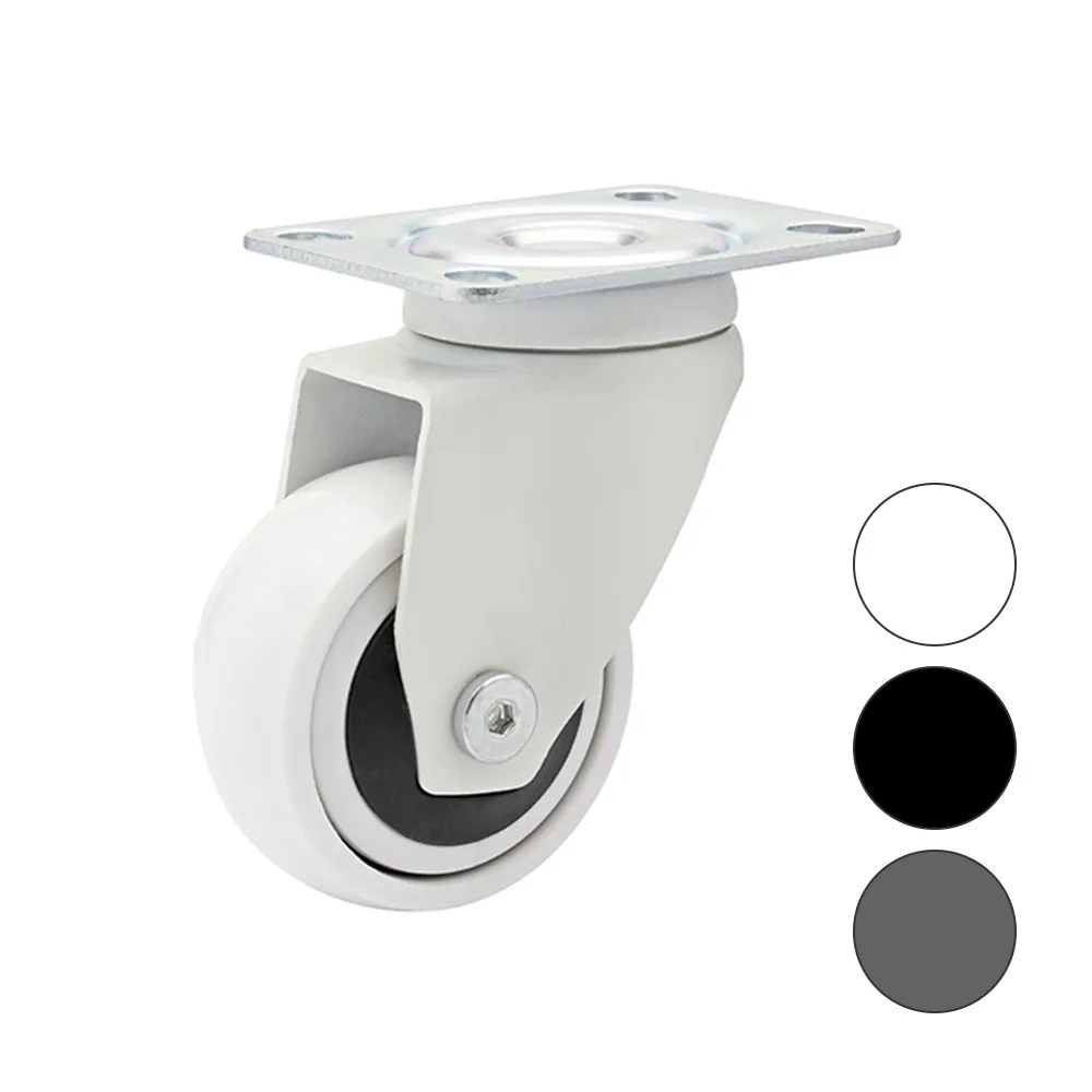 Rueda giratoria para muebles TPE Ø75mm - banda de rodadura Caucho / TPE - Rodamiento de bolas - Fijación de placa 71x59mm - Antracita
