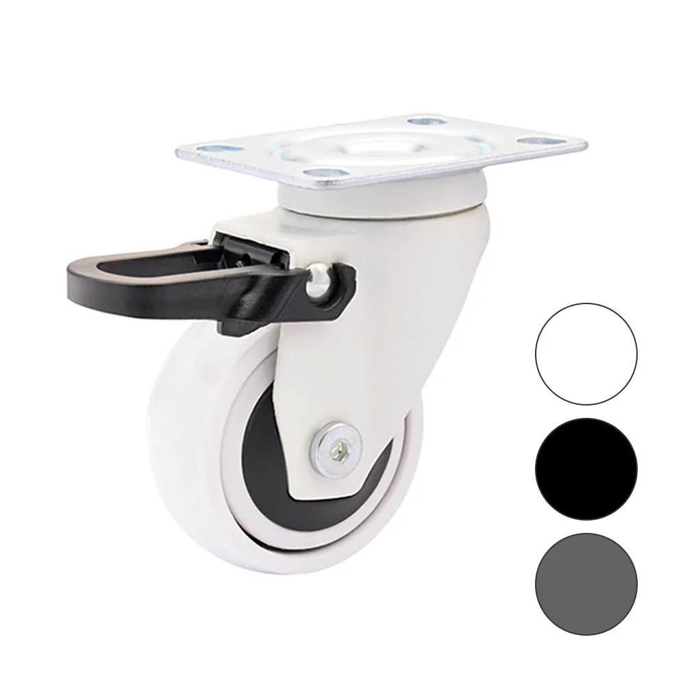 Rueda giratoria para muebles TPE Ø75mm - banda de rodadura Caucho / TPE - Rodamiento de bolas - Fijación de placa 71x59mm - Antracita