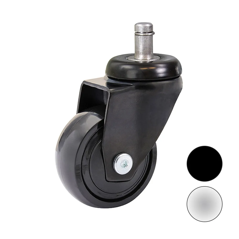 Rueda giratoria para muebles TPE Ø50mm - banda de rodadura Caucho / TPE - Rodamiento de bolas - Espiga lisa con anillo de retención 11x22mm - Cromo
