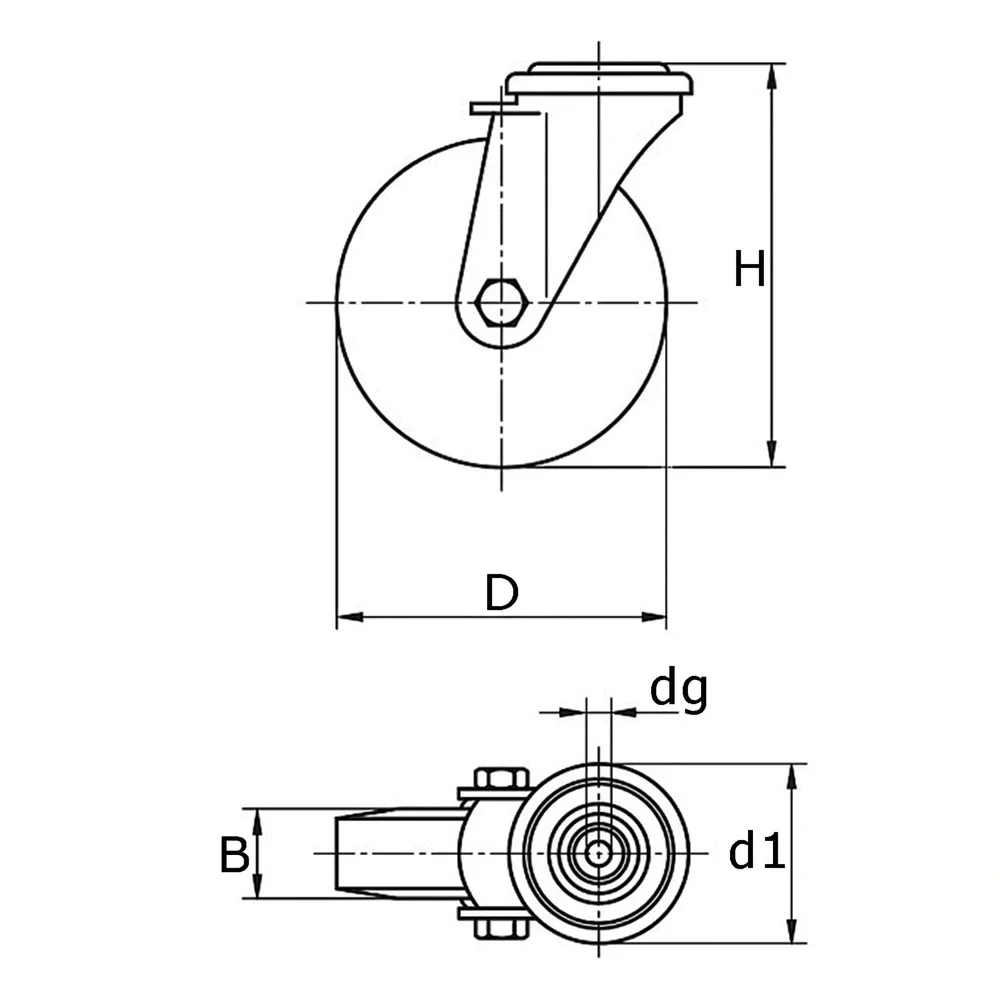 Plano de dimensiones Rueda giratoria - Agujero central - Diseño 3C