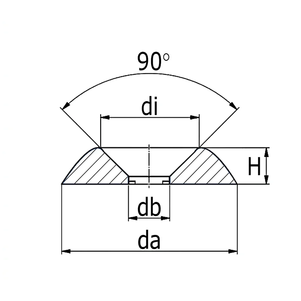 Plano acotado Arandela cuveta cilíndrica anti-pérdida 90° avellanada PA - Ø18.0x3.8mm - M5 - fino - Blanco