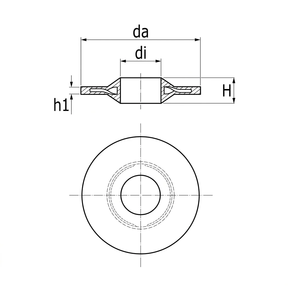 Dibujo técnico: Arandela de seguridad con reborde - PA - bi-material