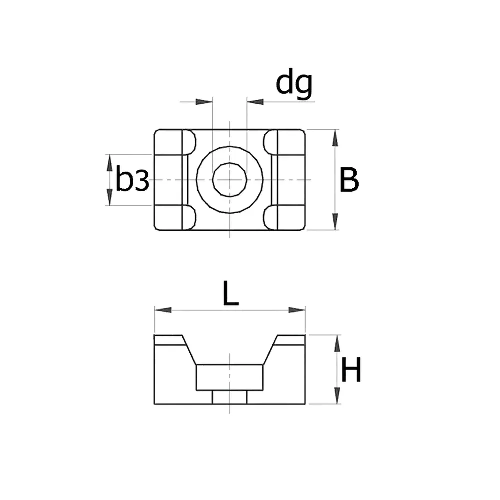 Dibujo técnico: Soportes para bridas de fijación por tornillo