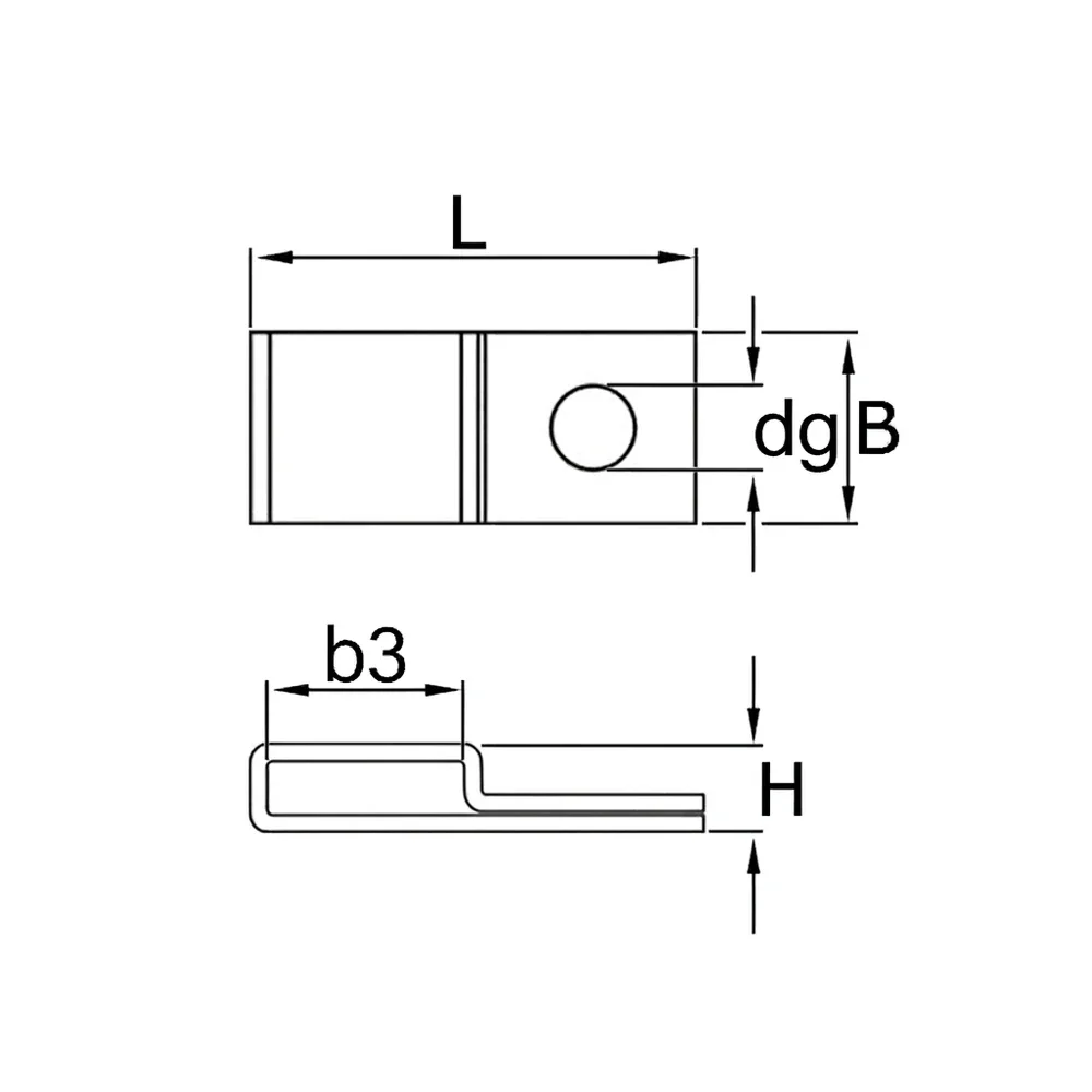Plano acotado Soporte para bridas atornillable 23x10mm - en forma de P - máx. 10mm - orificio Ø4mm - envasado por 100 - Acero inoxidable A4 (AISI 316)