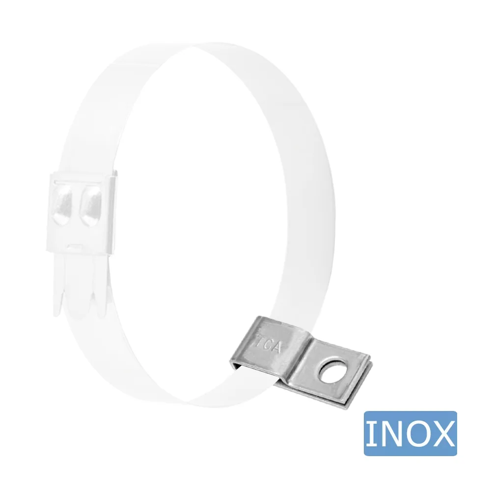 Soporte para bridas atornillable 23x10mm - en forma de P - máx. 10mm - orificio Ø4mm - envasado por 100 - Acero inoxidable A4 (AISI 316) imagen 2