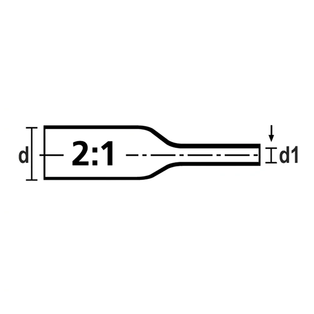 Dibujo técnico 1 – Funda termorretráctil 2:1 de pared fina PO-X - surtido negro - caja resellable de 170 piezas